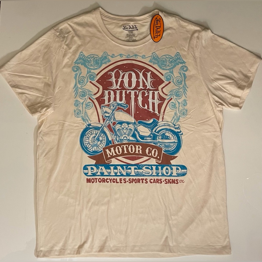 🆕 Von Dutch Embroidered T-Shirt Motorcycle